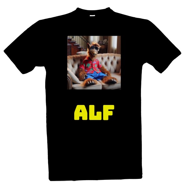 Tričko s potiskem ALF legend gauč 